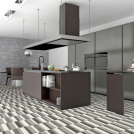 Sol Vinyle Textile - Relief 3D - Carrelage New York - Noir et blanc crème - cuisine