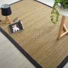 Tapis Jonc de mer - Assam chevron - Ganse coton noire
