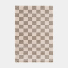 Tapis doux  motif damier en matire recycle - Damia - Taupe et crme