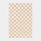 Tapis motif damier en matire recycle - Andy - Beige et ocre