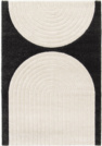 Tapis de salon en relief - Modern Circle - Noir et crme