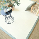 Tapis doux poils longs - Touch blanc crme - Ganse lin vert sauge