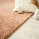 Tapis doux poils longs - Touch rose corail - Galon tabac