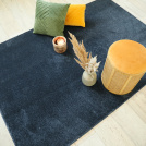 Tapis doux Charme velours - Bleu nuit - Galon bleu