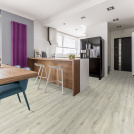 Sol Vinyle Textile Rénove - Imitation Parquet Gris Clair - Cuisine ouverte