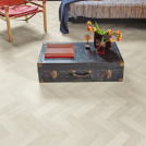 Sol Vinyle Textile Rénove - Imitation Parquet Chevrons bâtons rompus chêne blanchi - Salon