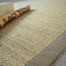 Tapis Jonc de mer Kalapa fin panama - Ganse coton taupe