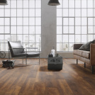 Parquet flottant Stratifié compatible cuisine salle de bain - Chêne brun bordelais - Ambiance salon