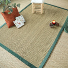 Visuel - Tapis Jonc de mer - Assam chevron - Ganse lin vert sapin