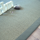 Tapis Sisal Quintana gris - Ganse coton vert de gris