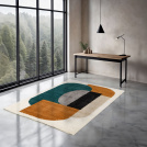 Tapis style berbère - Terre ancestrale - Bleu canard, camel - bureau
