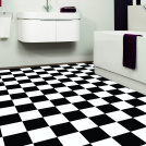 Tapis sur mesure Vinyle carrelage damier noir et blanc furface brillante - salle de bain