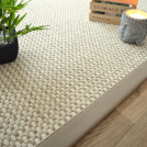Tapis Laine et Sisal - Albury grosses boucles blanc crème - Ganse coton Limon