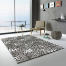 Tapis toucher soft - Imprimé léopard - Patchwork noir et blanc - Ambiance Salon