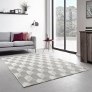 Tapis Design Essenza Grège - Cubes 3D - Ambiance Salon
