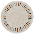 Tapis rond chambre d'enfant berbre - Adel - Beige et traits multicolore