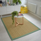 Tapis Jonc de mer - Bihar fin chevron - Ganse coton vert olive