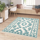 Tapis extérieur et intérieur motif ethnique Lima bleu - salon