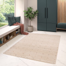 Tapis doux à poils longs - Sofia - Écru et pois colorés - salon