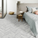 Sol Vinyle Link Plus - Imitation parquet gris bâton rompu - Surface brillante - chambre