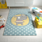 Tapis Mérinos Enfant Doggy - Chien marrant - Bleu à pois