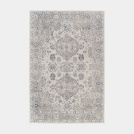 Tapis à motif oriental en tissu chenille recyclé - Yanis - Gris et bleu