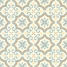 Tapis sur mesure Motif arabesque bleu et ocre - Sol Vinyle Inspiration effet carreaux de ciment
