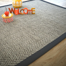 Tapis tiss plat - Java Chevron silver - Ganse coton noir