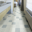 Sol Vinyle Textile Relief 3D - Carrelage mosaïque ornemental bleu gris - salle de bain