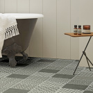 Sol Vinyle Textile - Relief 3D - Carrelage mosaïque ornemental - Anthracite - salle de bain
