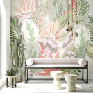 Papier peint panoramique - Format XL - Feuilles pastels - salon