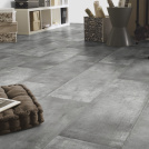 Sol PVC Smart - imitation Parquet Métallique - Salon avec chien