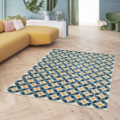 Tapis intérieur et extérieur motif géométrique - Ambroise - Bleu et jaune - salon