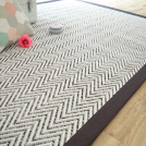 Tapis tissé plat - Java Chevron blanc - Ganse coton anthracite