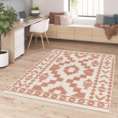 Tapis extérieur et intérieur motif ethnique Lima rose - salon