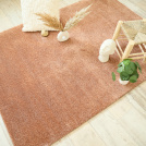 Tapis doux poils longs - Touch rose corail - Galon tabac