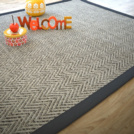 Tapis tiss plat - Java Chevron silver - Ganse coton noir