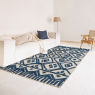 Tapis extérieur et intérieur motif ethnique Brasilia bleu foncé - salon