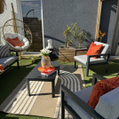 Tapis intérieur et extérieur en relief Luna beige et noir - partenariat
