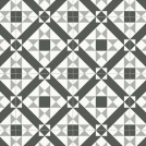 Vue détaillée du dessin du tapis vinyle sur mesure noir et blanc style carreaux graphiques