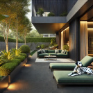 Moquette d'extérieur Outdoor sur plots - Gris anthracite - Salon de jardin