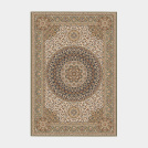 Tapis style persan en velours ras - Cyra - Camel et kaki