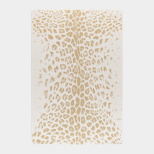 Tapis léopard crème et doré, motif animalier chic et tissage résistant en polypropylène premium