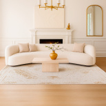 Tapis décoratif Soraya crème doré apportant chaleur et élégance au salon