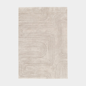 Tapis de salon doux à motif organique - Deva - Grège