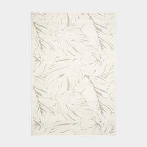 Tapis de salon en matière recyclée Ode à la nature beige et crème