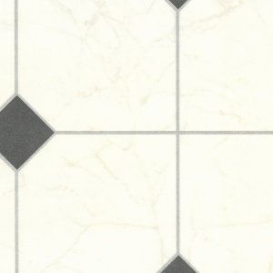 Sol lino Silence carrelage - noir et blanc - zoom
