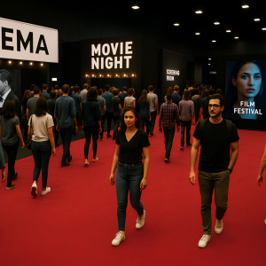Moquette Stand Expo filmé Rouge chiné pour salons ou foire exposition