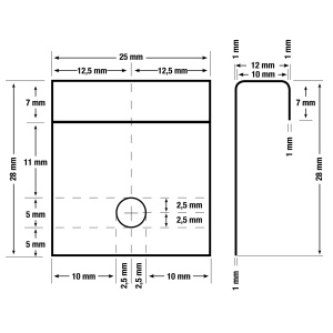 Lot de 100 butées de départ pour lame composite - schéma technique