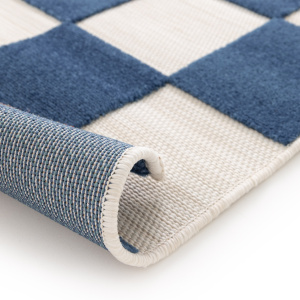 Tapis intérieur et extérieur motif damier - Marius - Bleu - envers